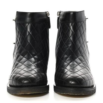 Chanel Lambskin Quilted Short Boots 39.5 Black 2 of 10