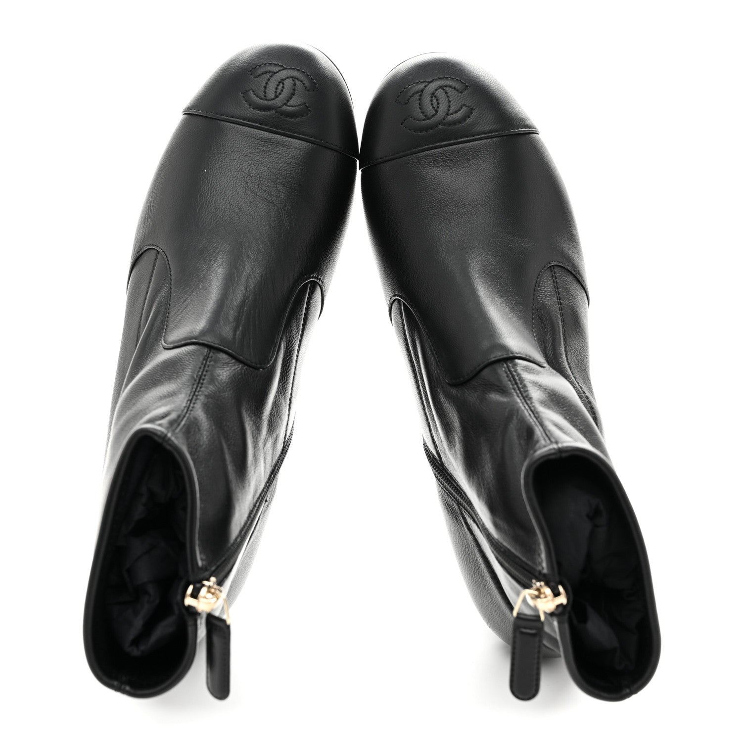 Chanel Stretch Lambskin Cap Toe CC Uniform Short Boots 36 Black 2 of 9