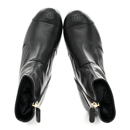 Chanel Stretch Lambskin Cap Toe CC Uniform Short Boots 36 Black 2 of 9