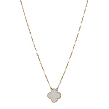 Van Cleef & Arpels 18K Yellow Gold Mother of Pearl Vintage Alhambra Pendant Necklace 1 of 4
