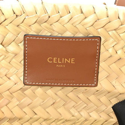 Celine Raffia Calfskin Triomphe Medium Panier Tan 6 of 9