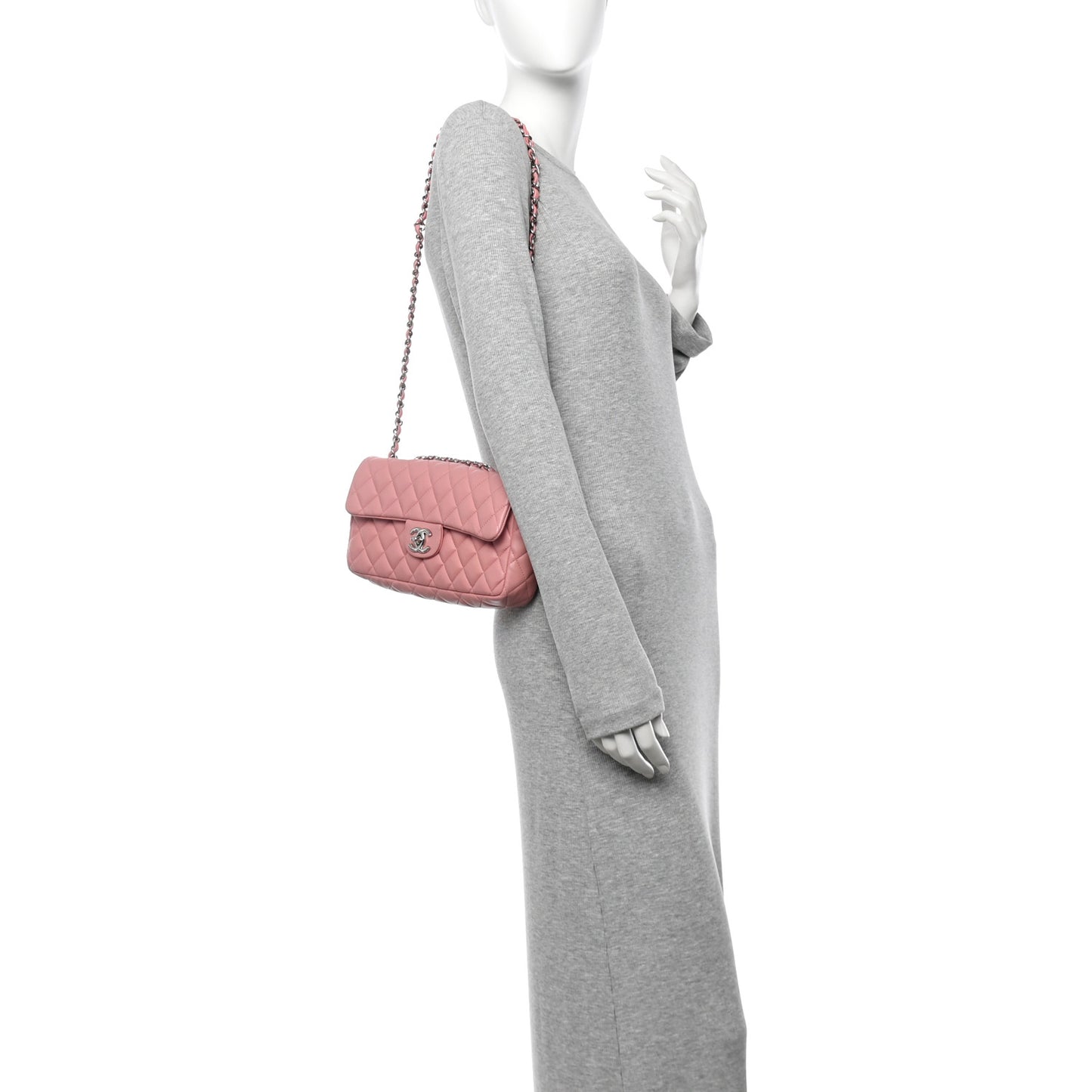 Lambskin Quilted East West Flap Pink