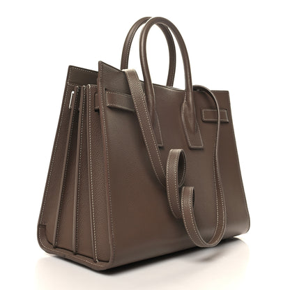 Saint Laurent Grained Calfskin Topstitch Small Classic Sac De Jour Taupe 3 of 22