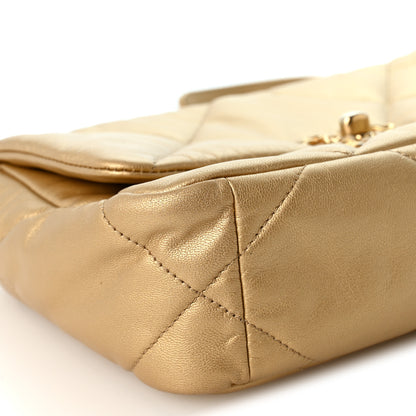 Chanel Metallic Goatskin Quilted Medium Chanel 19 Flap Gold 9 of 10