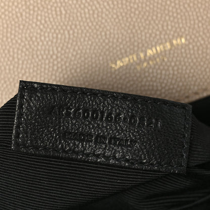 Saint Laurent Grain De Poudre Mixed Matelasse Large Triquilt Monogram Satchel Dark Beige 6 of 9