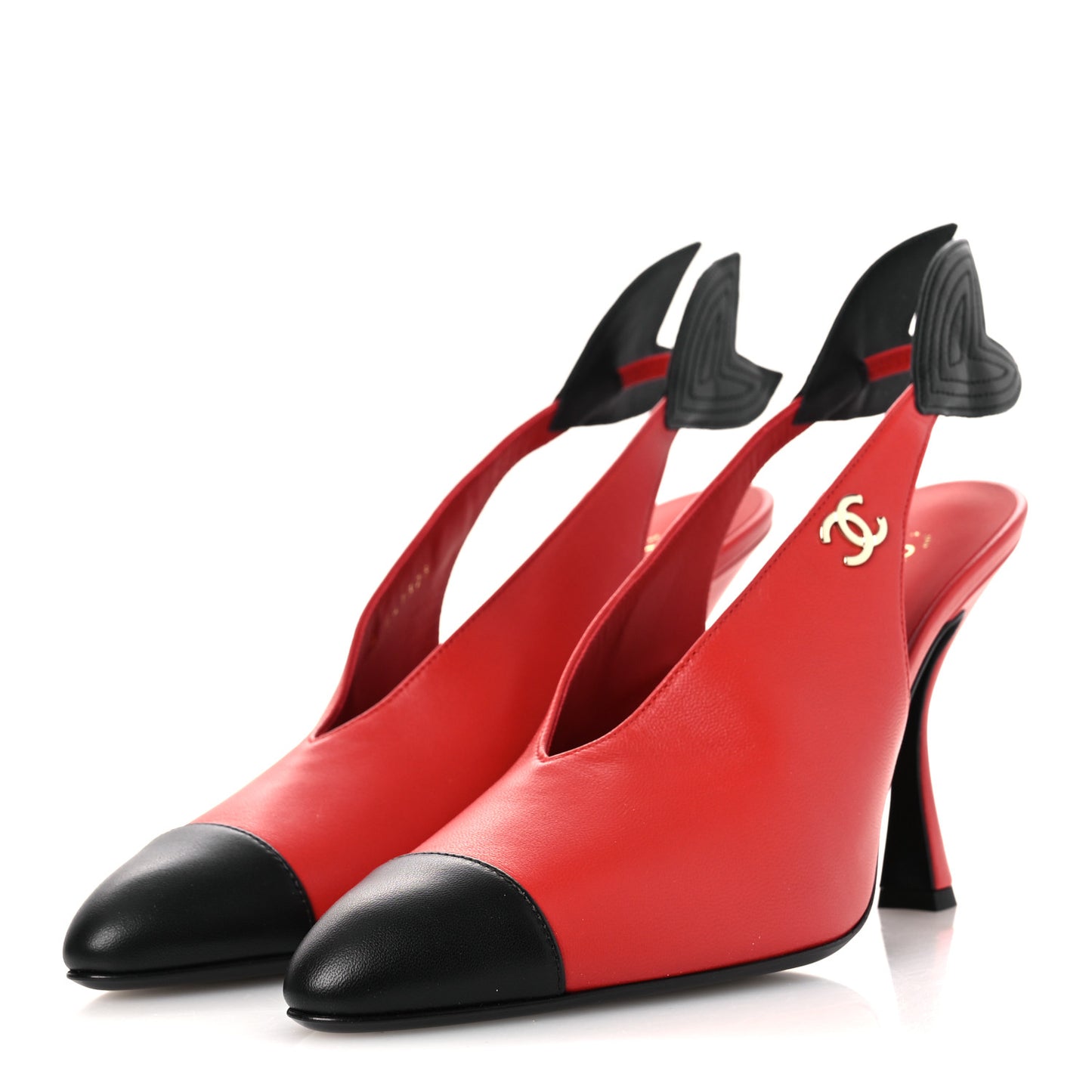 Lambskin Slingback Pumps 40.5 Black White