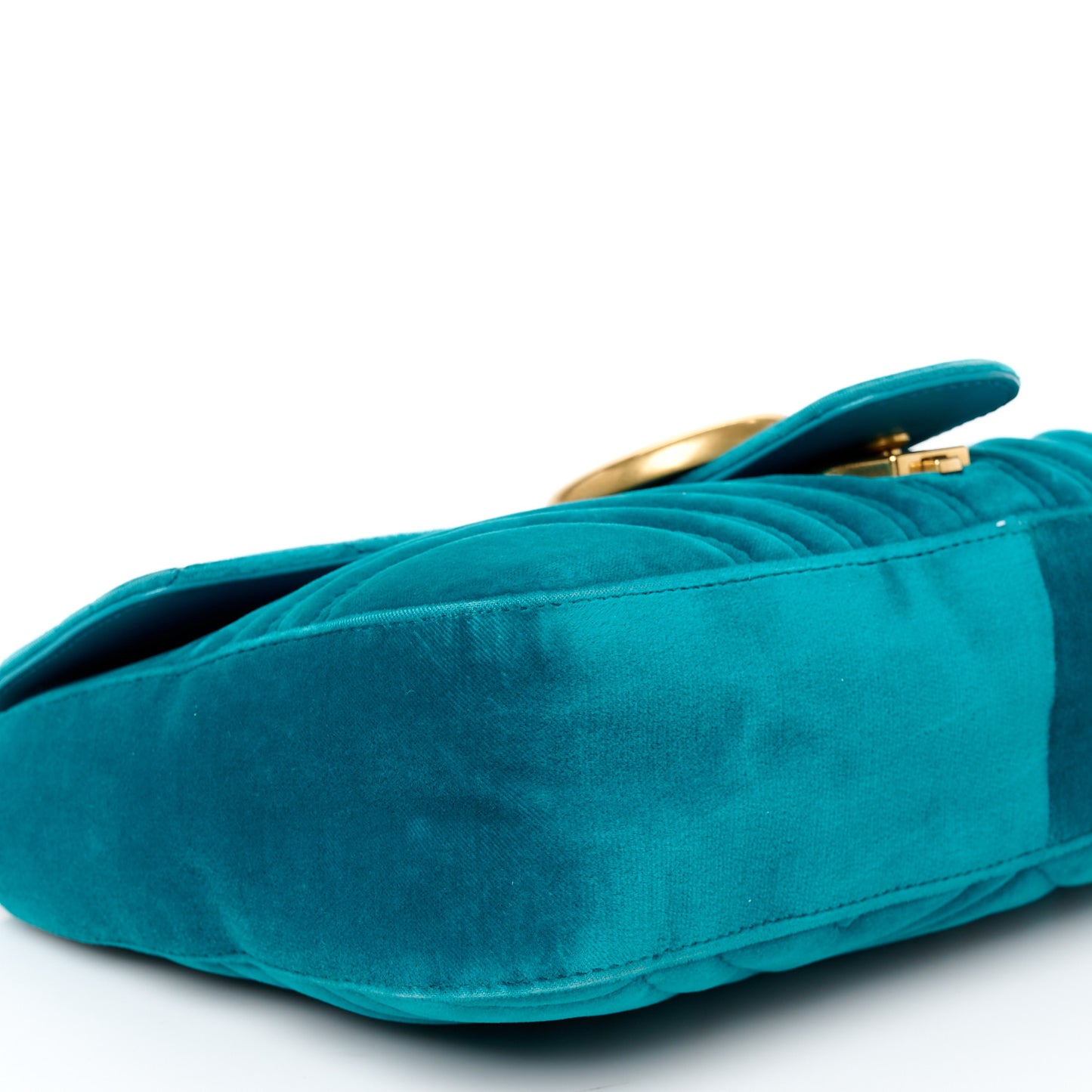 Velvet Matelasse Medium GG Marmont Shoulder Bag Pavone Cyan