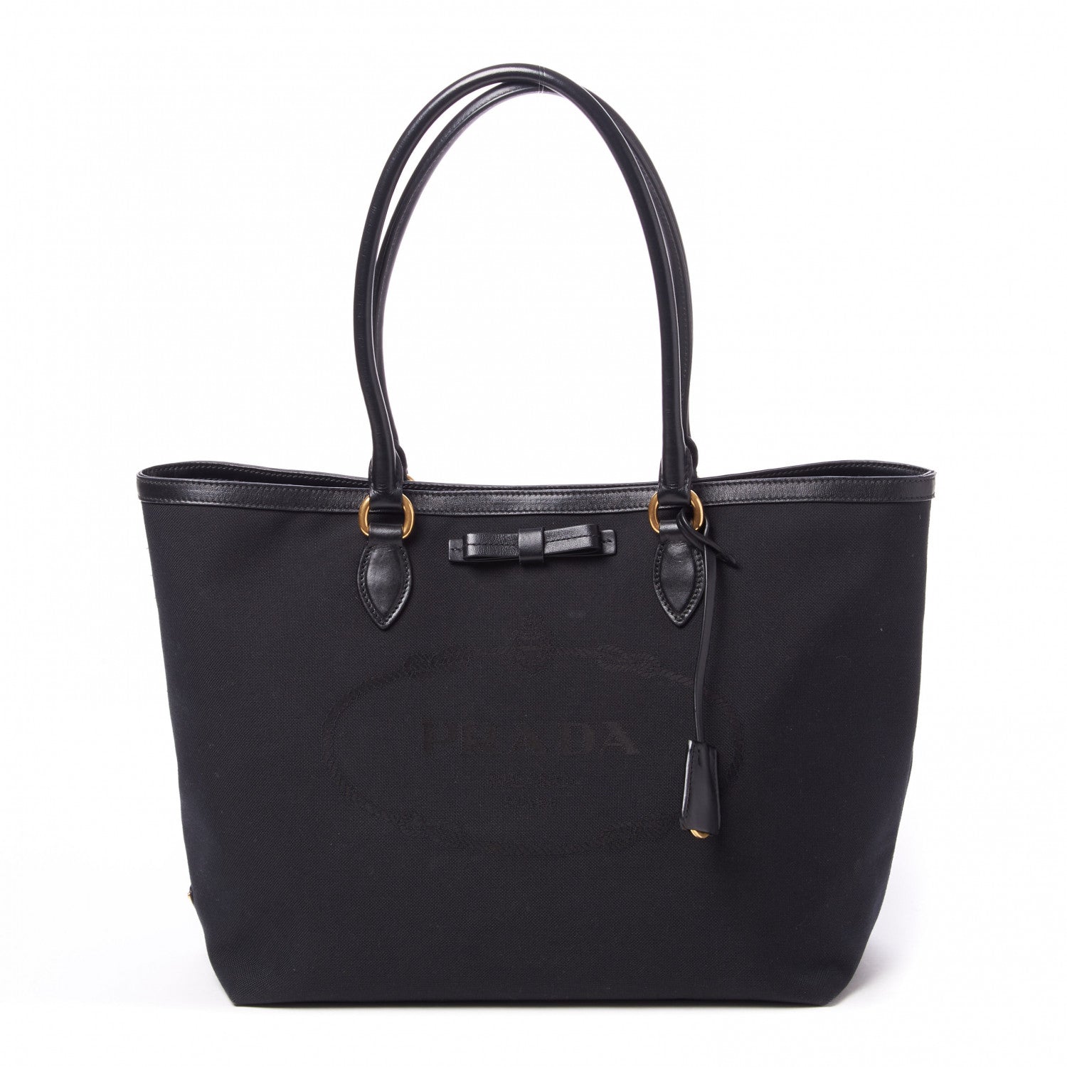 Prada Canvas Jacquard Logo Tote Black 1 of 8