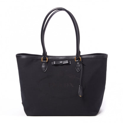 Prada Canvas Jacquard Logo Tote Black 1 of 8