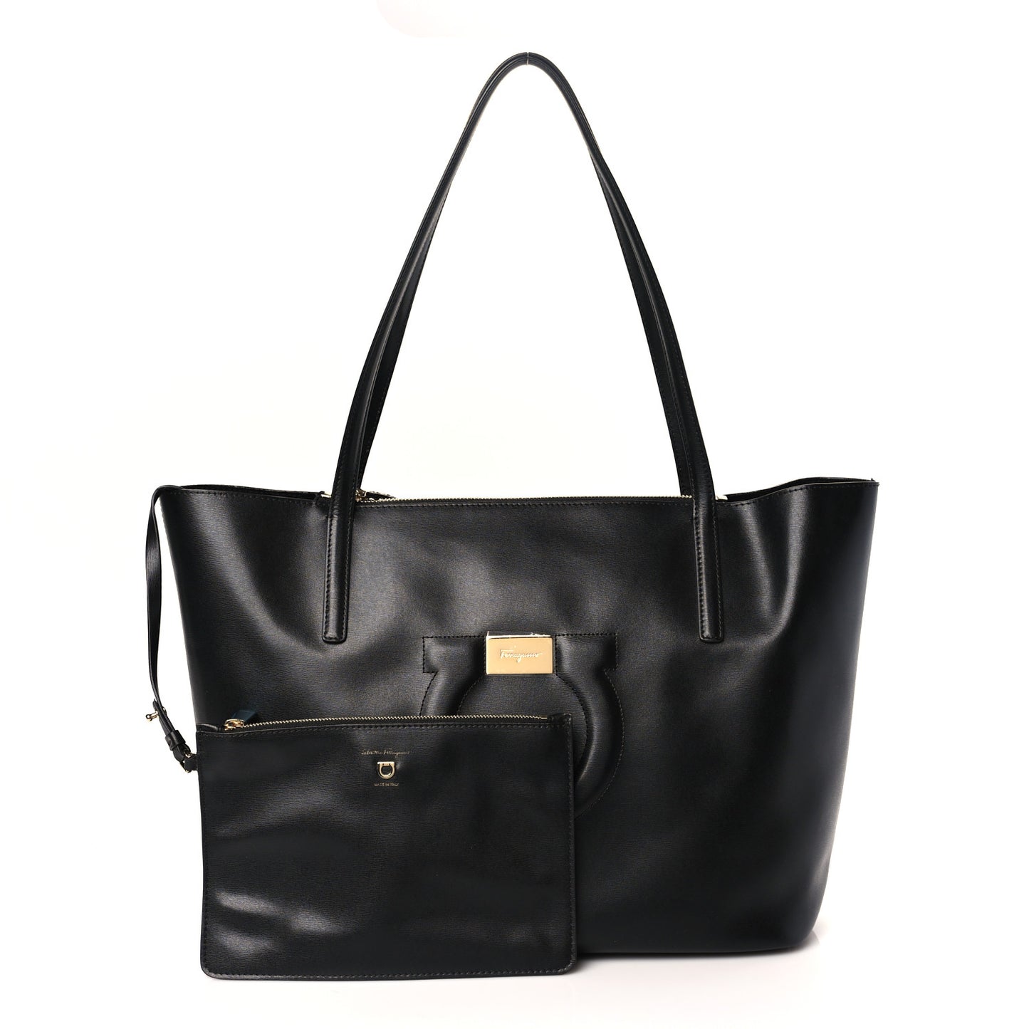 Calfskin Medium Gancini Tote Black
