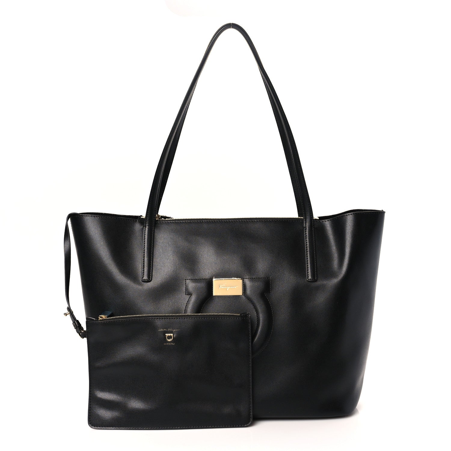 Salvatore Ferragamo Calfskin Medium Gancini Tote Black 1 of 9