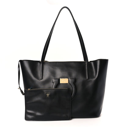 Salvatore Ferragamo Calfskin Medium Gancini Tote Black 1 of 9