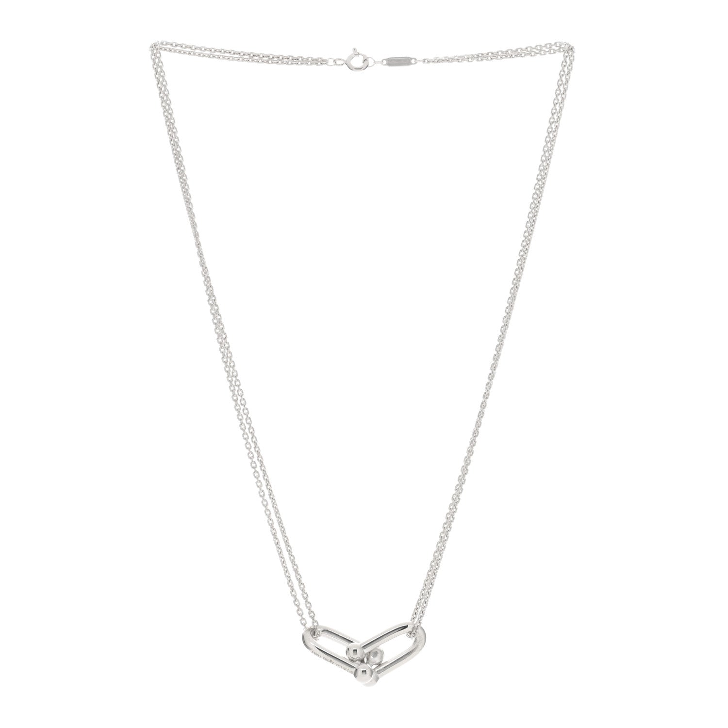 Tiffany Sterling Silver Double HardWear Link Pendant Necklace 2 of 3