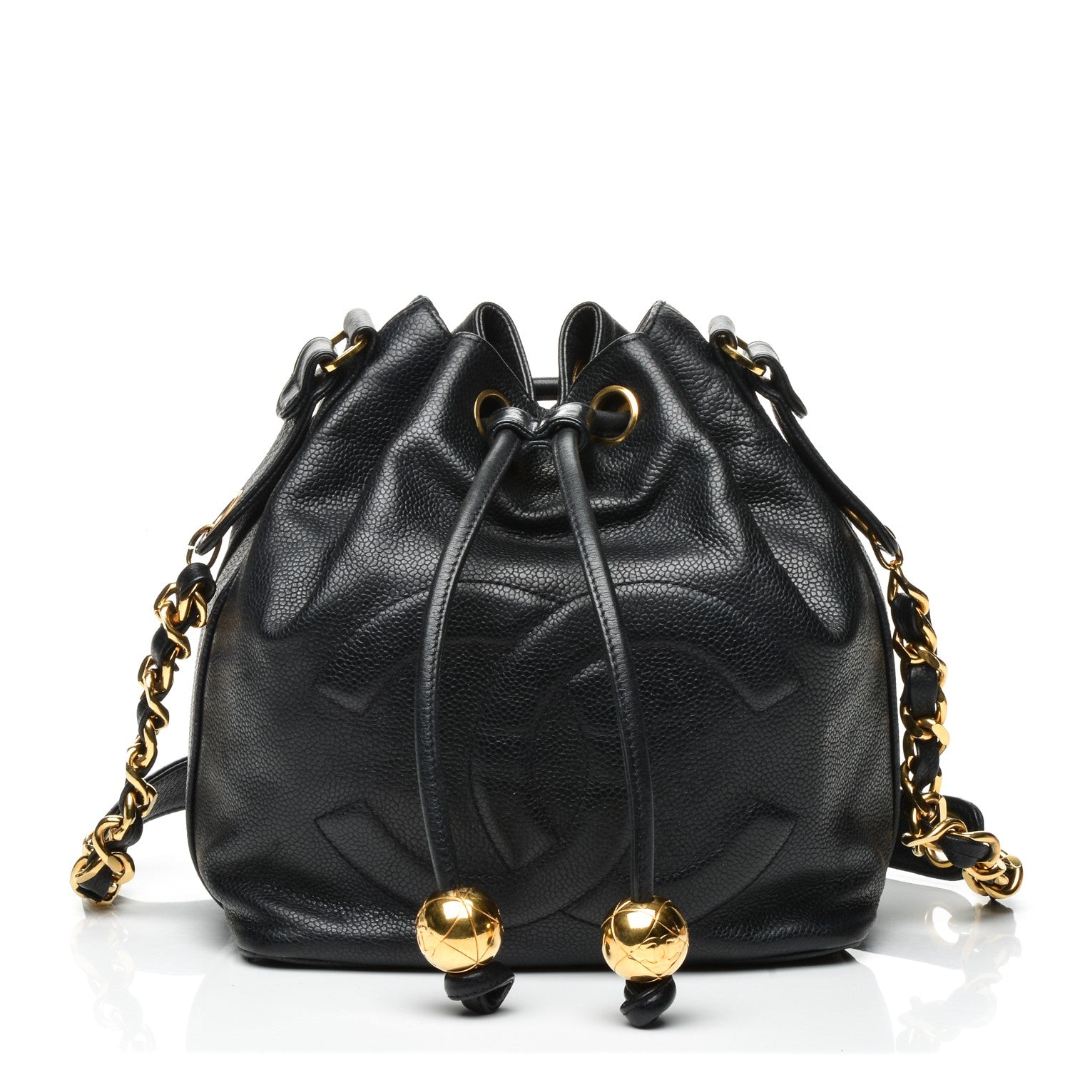 Chanel Caviar CC Drawstring Bag Navy 1 of 7