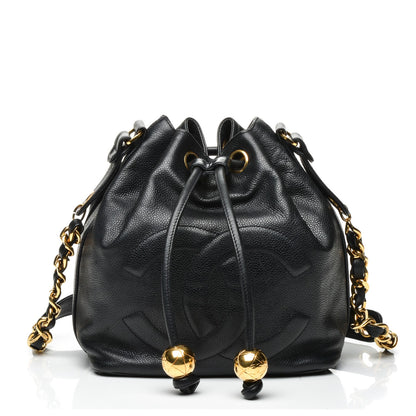 Chanel Caviar CC Drawstring Bag Navy 1 of 7