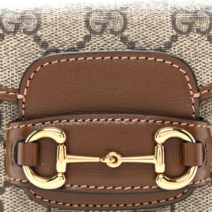 Gucci GG Supreme Monogram Azalea Calfskin Web Horsebit 1955 Wallet On Strap Beige Ebony Brown Sugar 8 of 10
