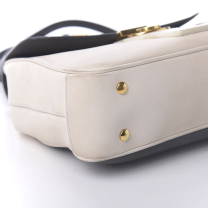 Burberry Trench Calfskin Medium DK88 Top Handle Bag Ivory Navy 6 of 10