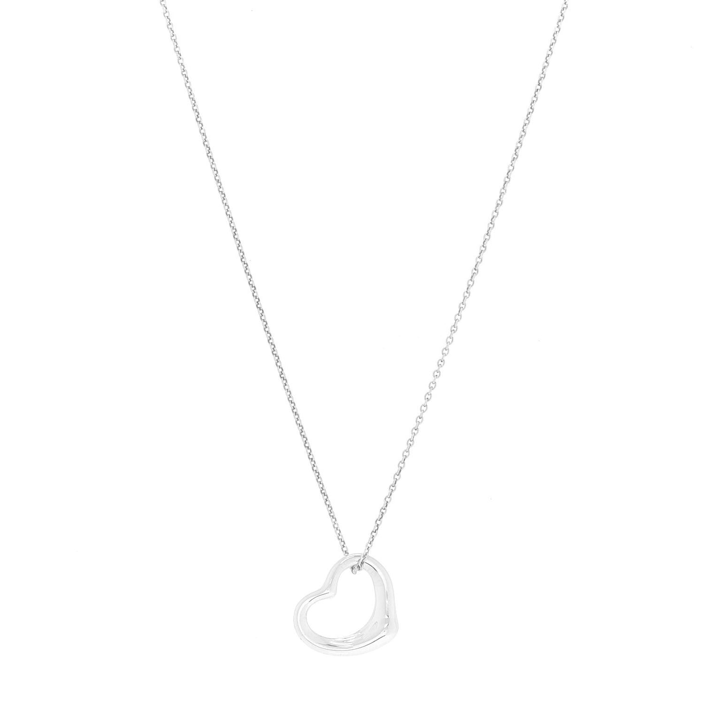Sterling Silver 16mm Elsa Peretti Open Heart Pendant Necklace