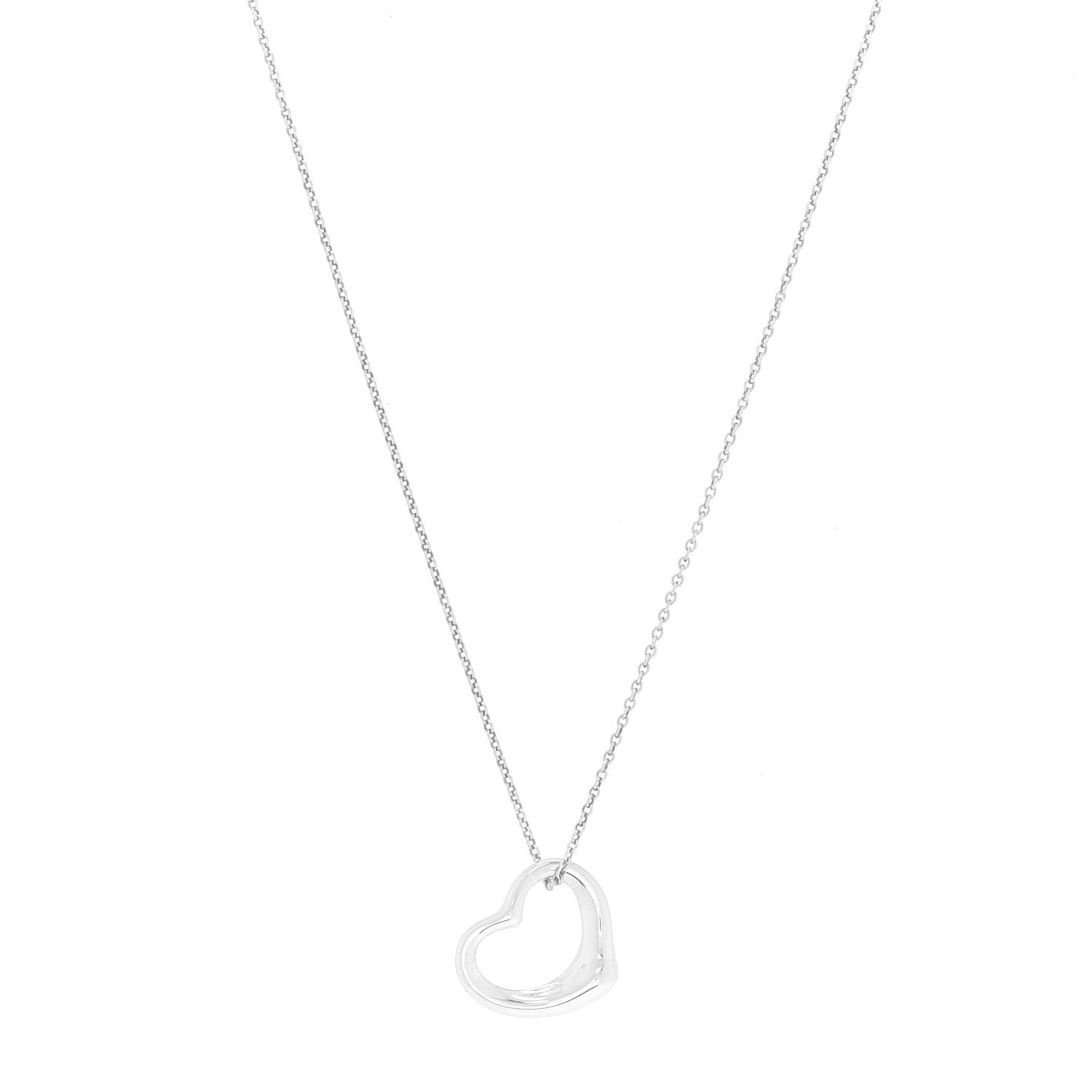 Tiffany Sterling Silver 16mm Elsa Peretti Open Heart Pendant Necklace 1 of 9