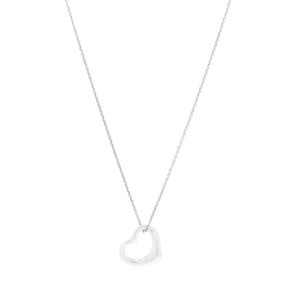 Tiffany Sterling Silver 16mm Elsa Peretti Open Heart Pendant Necklace 1 of 9