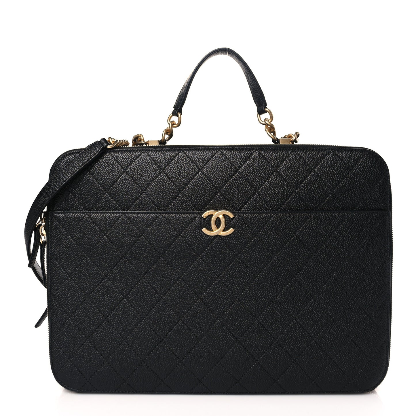 Caviar Quilted Large Business Briefcase Bag Black
