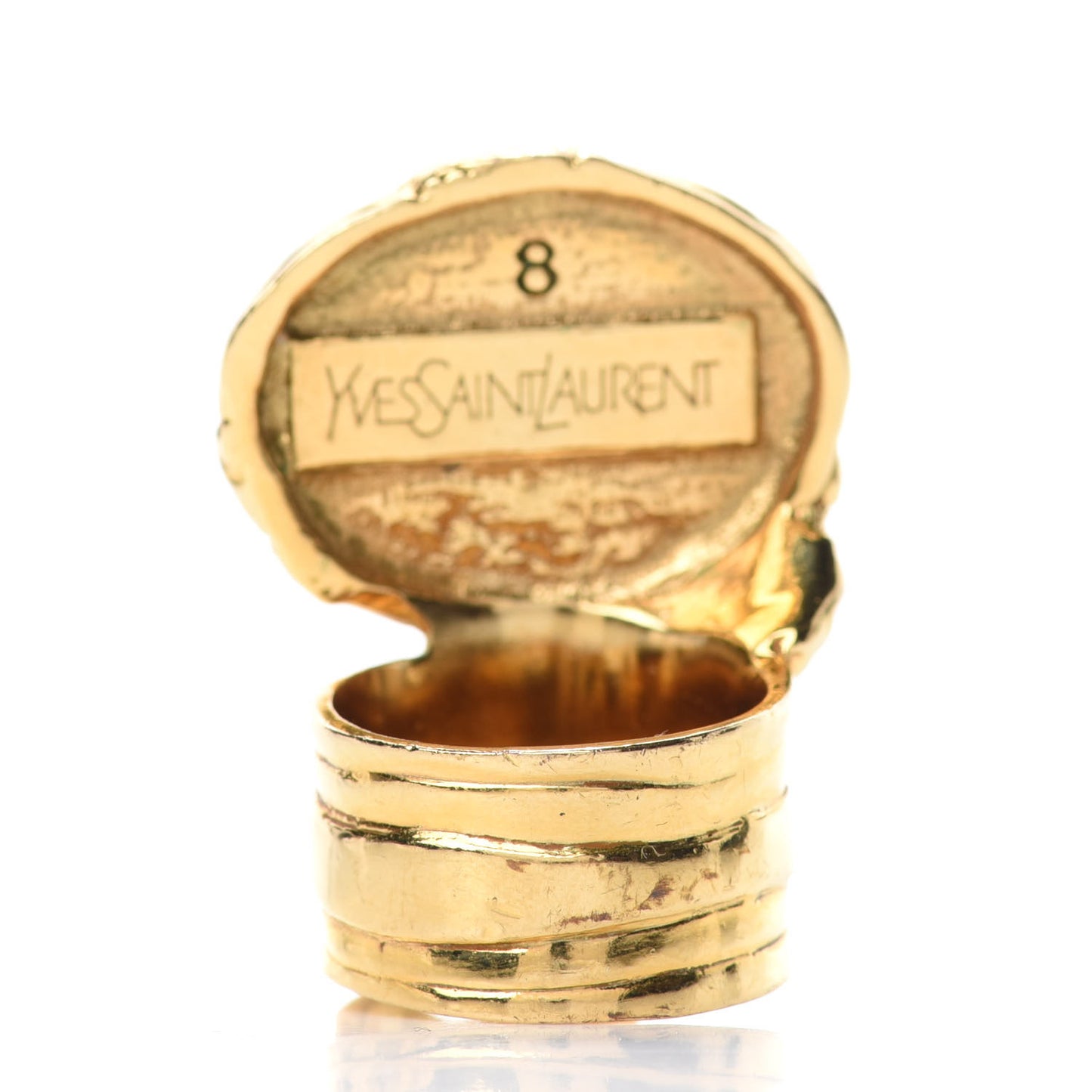 Glass Cabochon Arty Ovale Ring 8 Gold Lapis