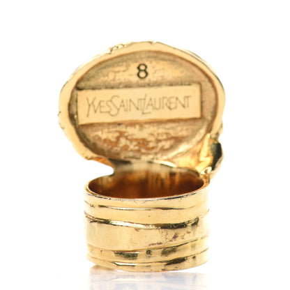 Saint Laurent Glass Cabochon Arty Ovale Ring 8 Gold Lapis 3 of 5