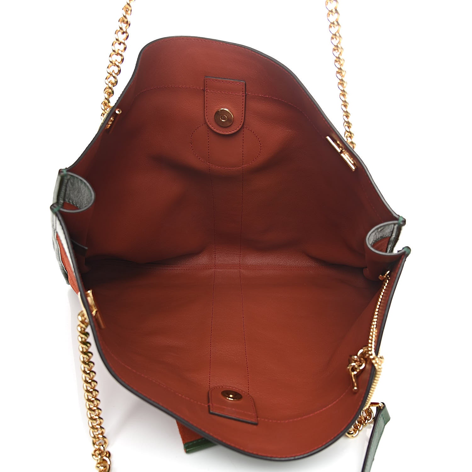 Gucci Suede Calfskin Large Rajah Chain Tote Hibiscus Red Green 6 of 14