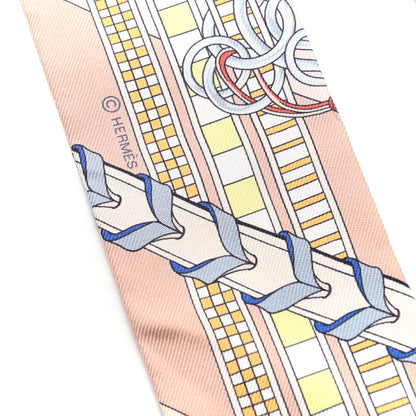 Hermes Silk Brides et Gris Twilly Rose Poudre Bleu Gris 7 of 8