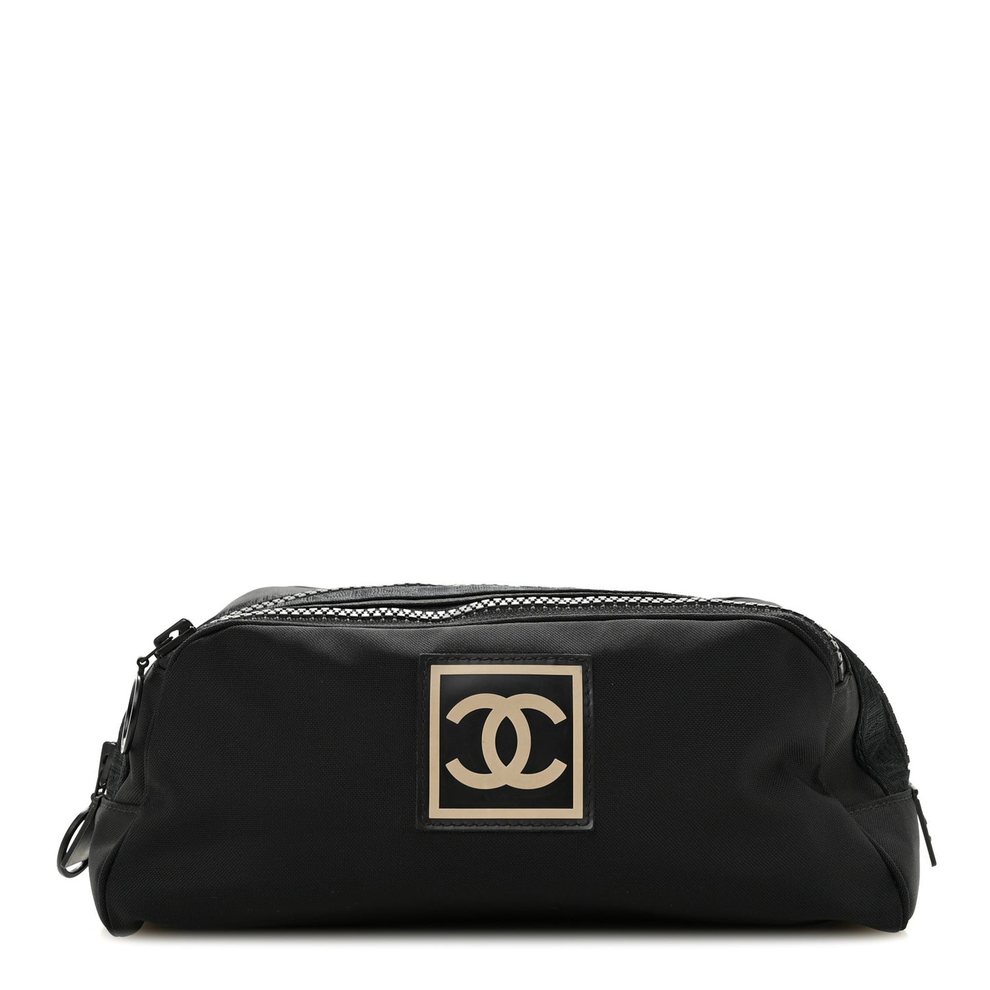 Canvas Nylon Sport Logo Cosmetic Bag Black