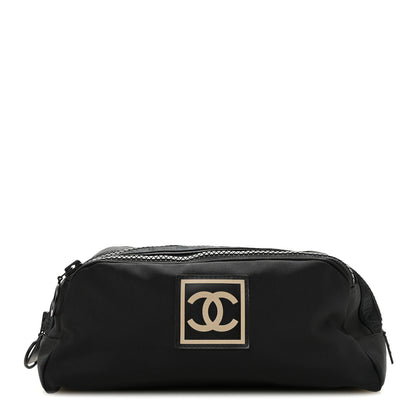 Chanel Canvas Nylon Sport Logo Cosmetic Bag Black 2 of 14