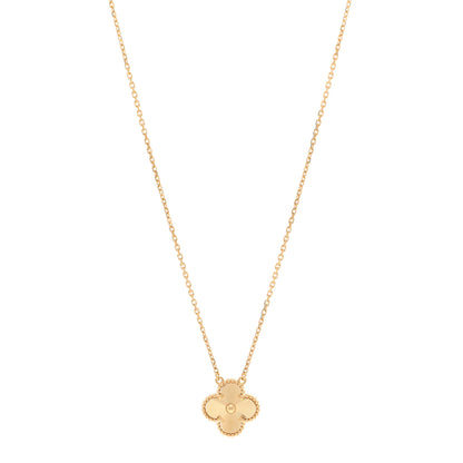 Van Cleef & Arpels 18K Yellow Gold Guilloche Vintage Alhambra Pendant Necklace 1 of 5