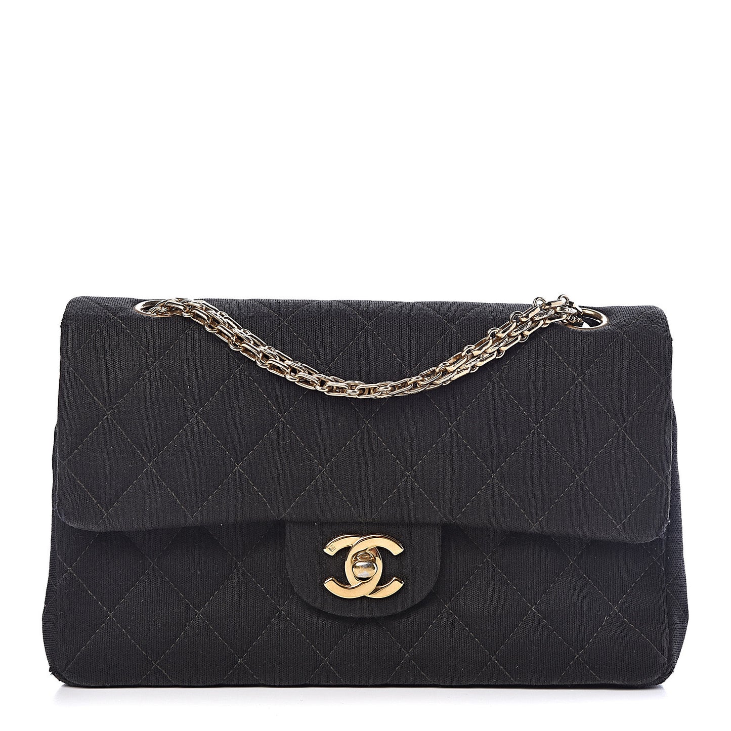 Jersey Quilted Small Double Flap Black