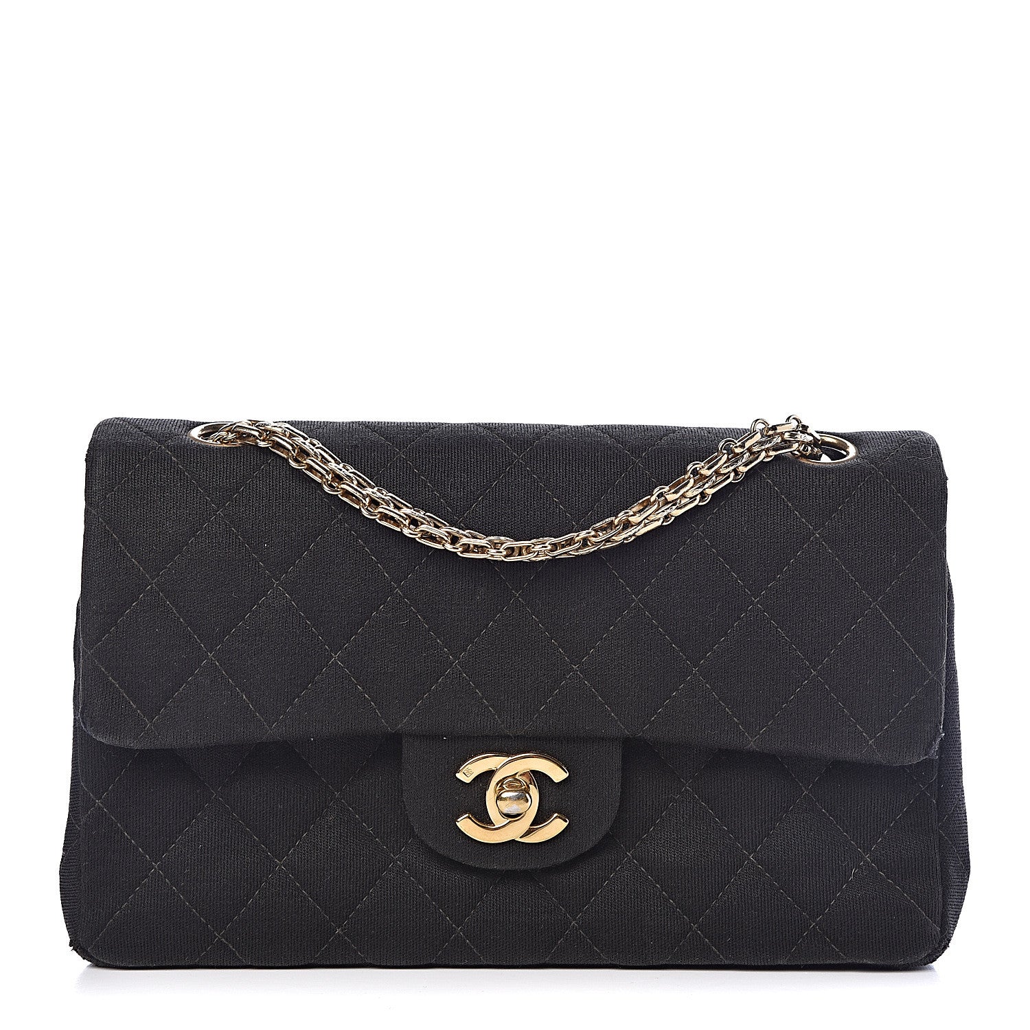 Chanel Jersey Quilted Small Double Flap Black 1 of 13