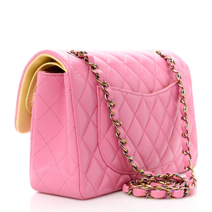 Chanel Lambskin Quilted Small Double Flap Pink Yellow 3 of 11
