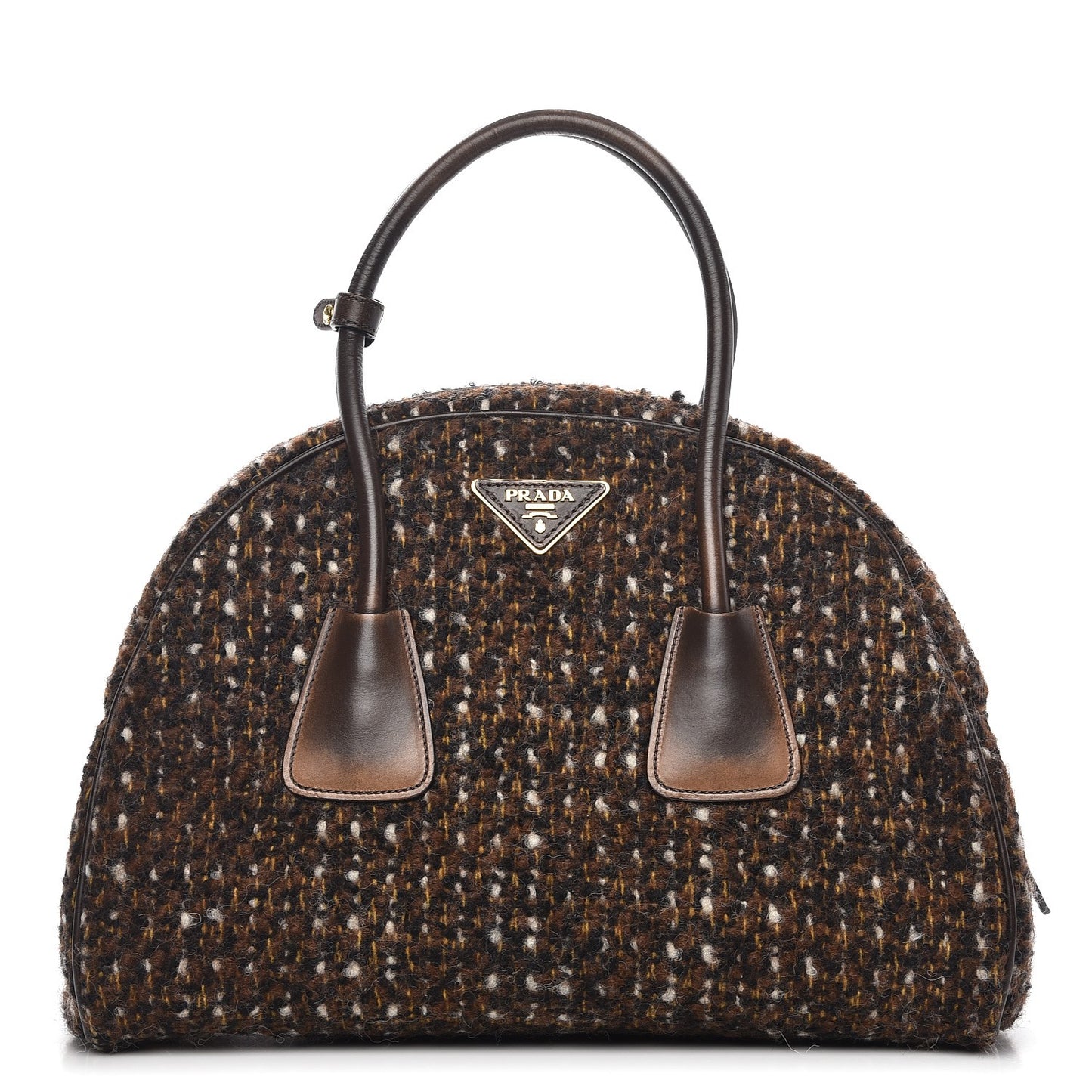 Tessuto Tweed Vitello Bowling Bag Cacao Knicker
