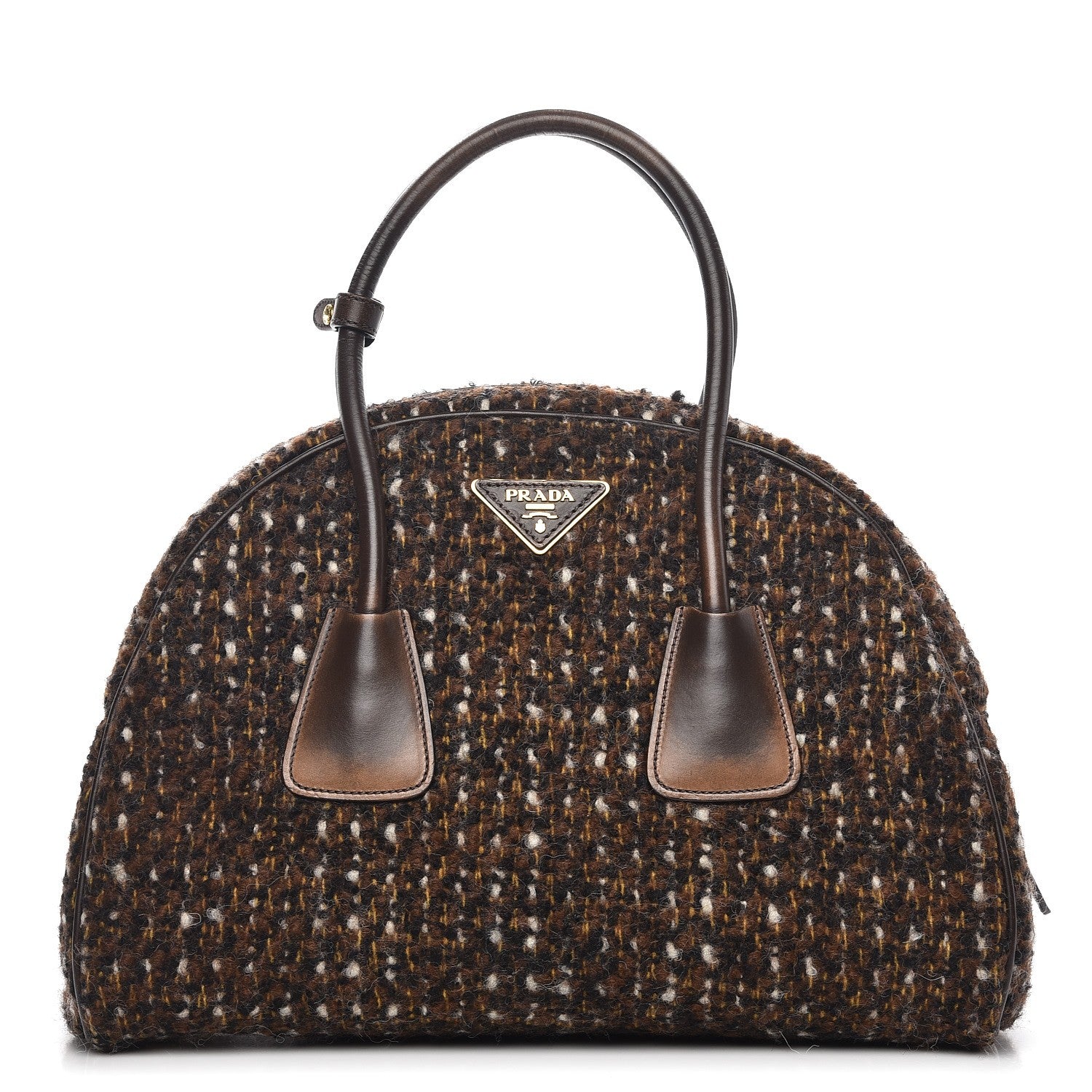 Prada Tessuto Tweed Vitello Bowling Bag Cacao Knicker 1 of 8