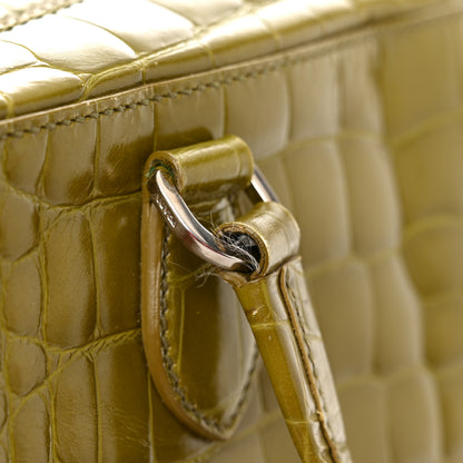 Prada Calfskin Embossed Crocodile Bauletto Bag Green 15 of 22