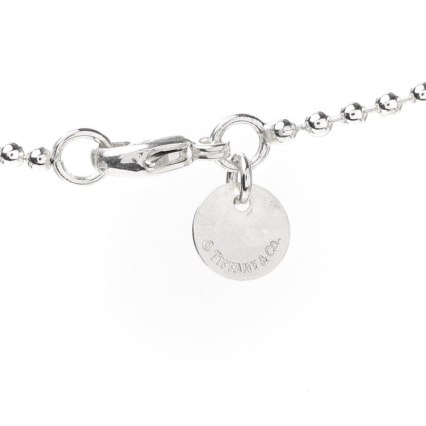 Sterling Silver Square Tag Bead Pendant Necklace