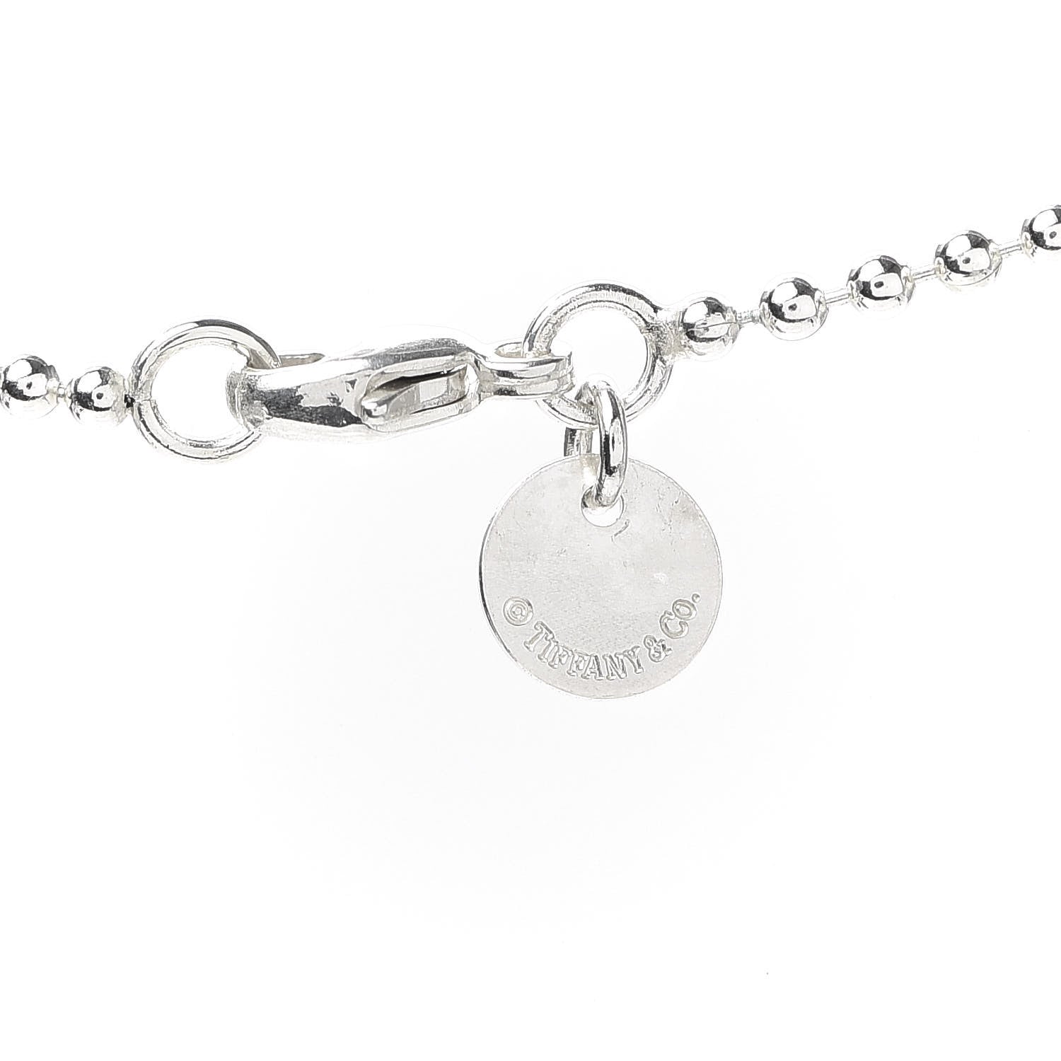 Tiffany Sterling Silver Square Tag Bead Pendant Necklace 5 of 5