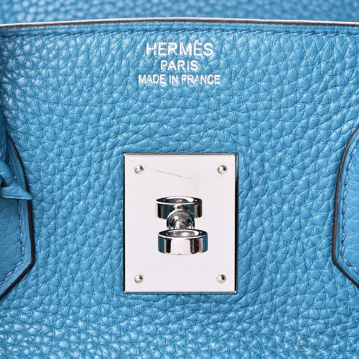 Taurillon Clemence Birkin 35 Bleu Izmir