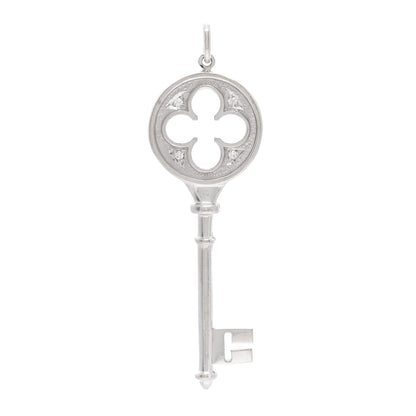 Tiffany 18K White Gold Diamond Quatrefoil Key Pendant 1 of 3
