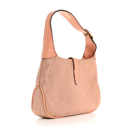 Gucci Metallic Monogram Lizard Jackie O Hobo Pink 3 of 12