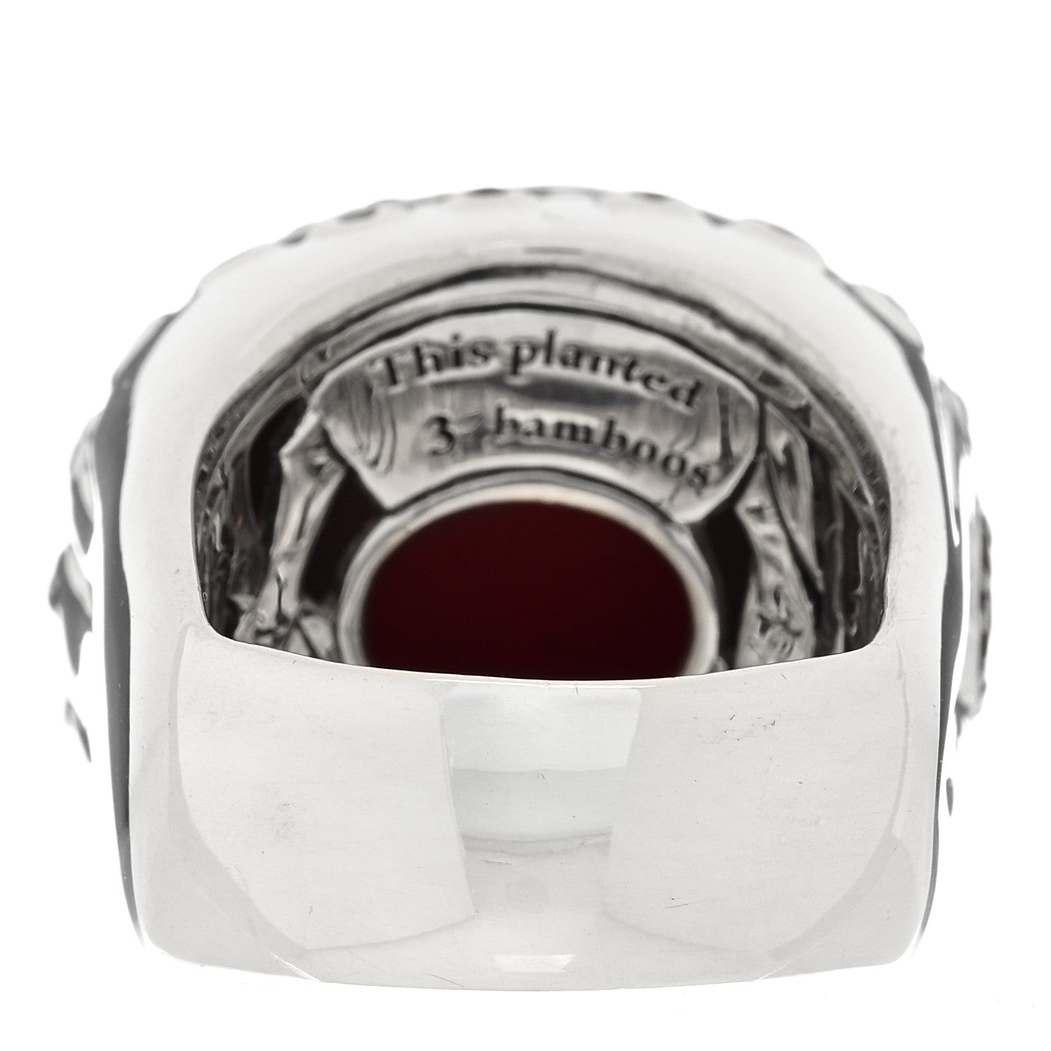 John Hardy Sterling Silver Coral White Topaz Garnet Batu Bamboo Ring 54 7 3 of 4