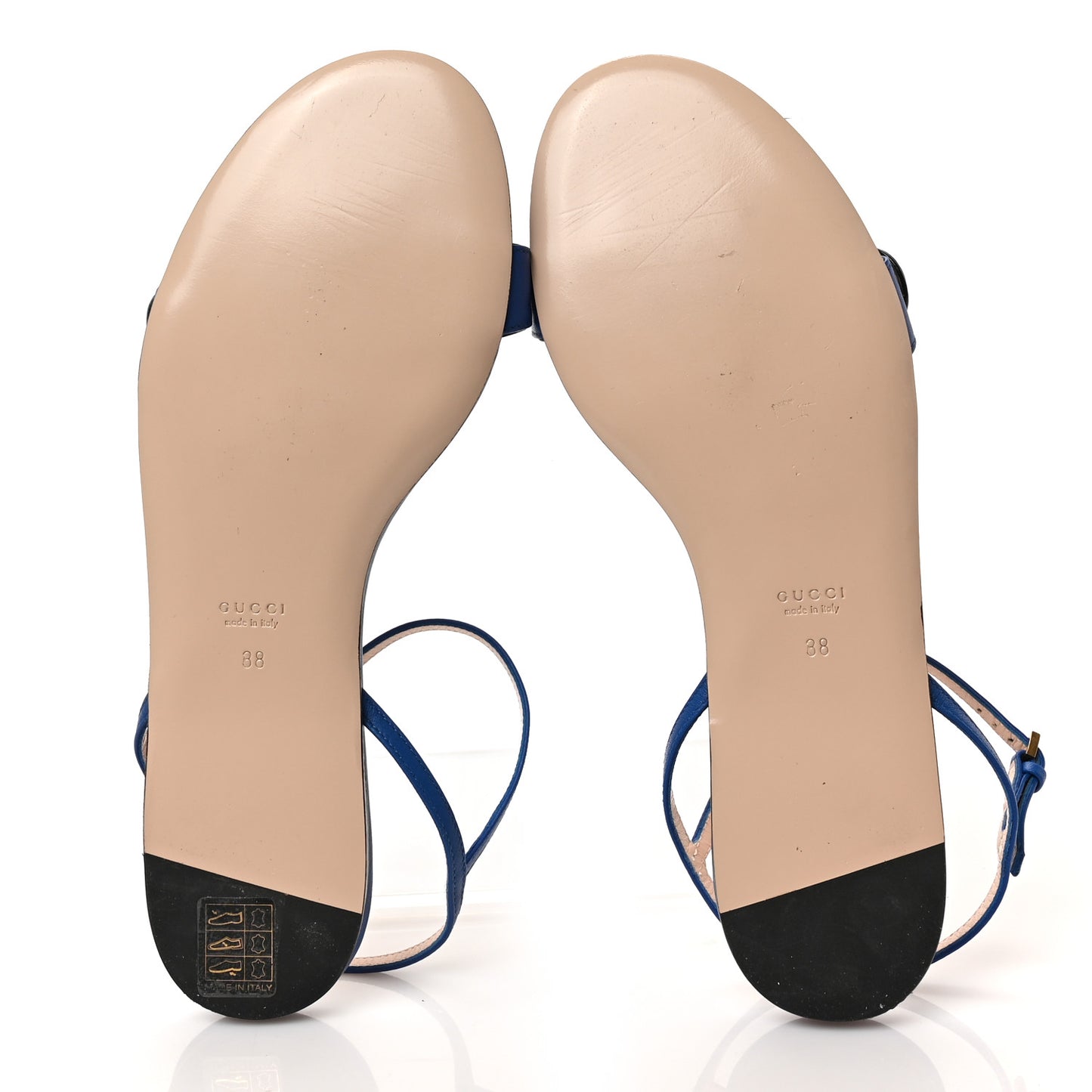 Lifford Calfskin GG Marmont Ankle Wrap Flat Sandals 38 Bright Blue