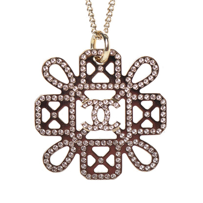 Chanel Crystal Strass Cross CC Necklace Gold 4 of 5