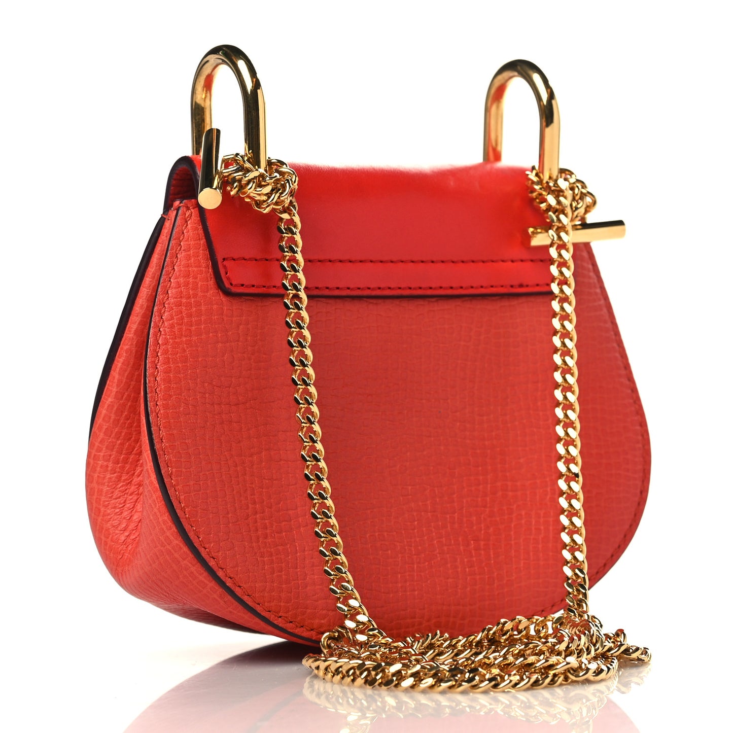 Grained Calfskin Lambskin Mini Drew Shoulder Bag Coral Pop