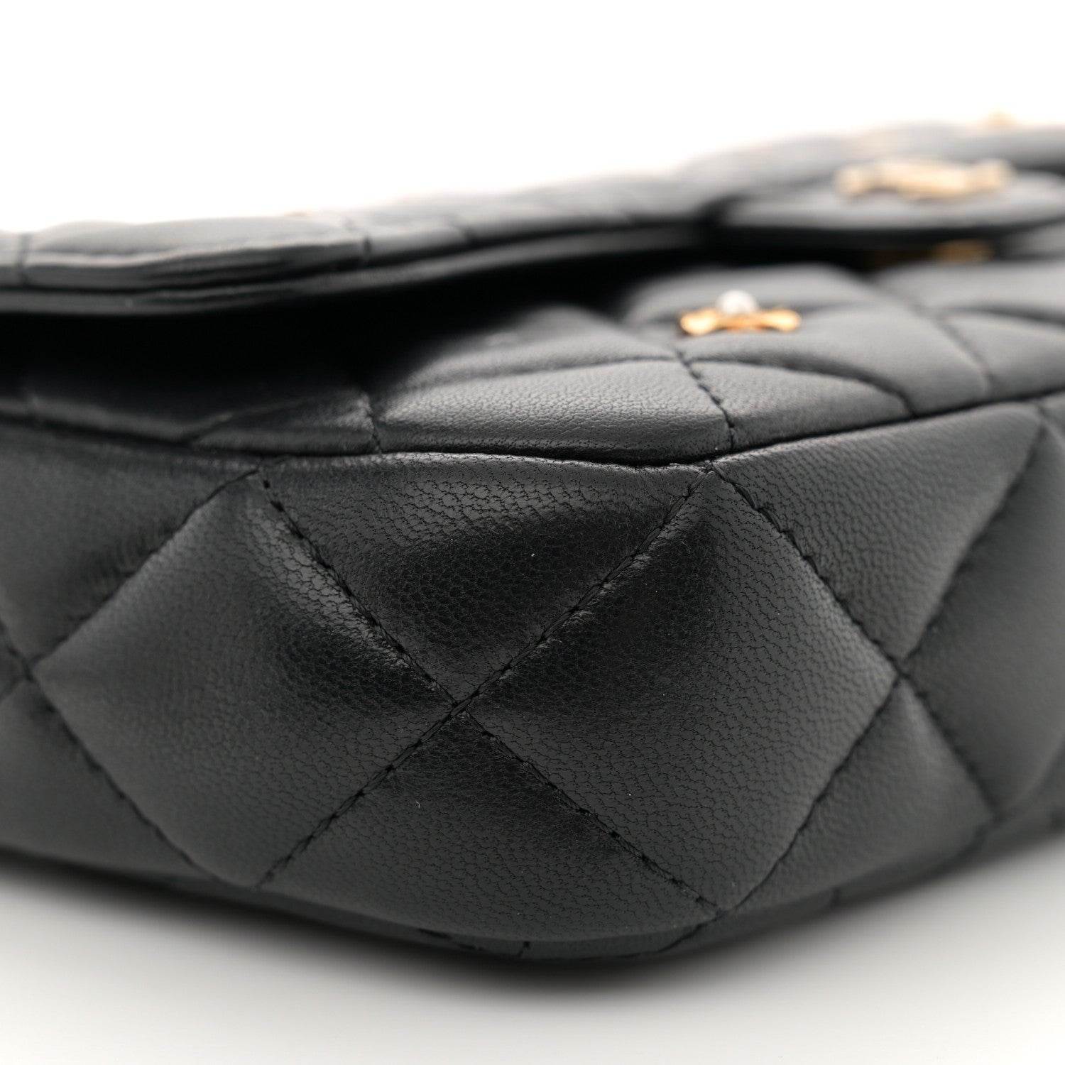 Chanel Lambskin Quilted Charm Flap Phone Holder With Chain Black 11 of 13