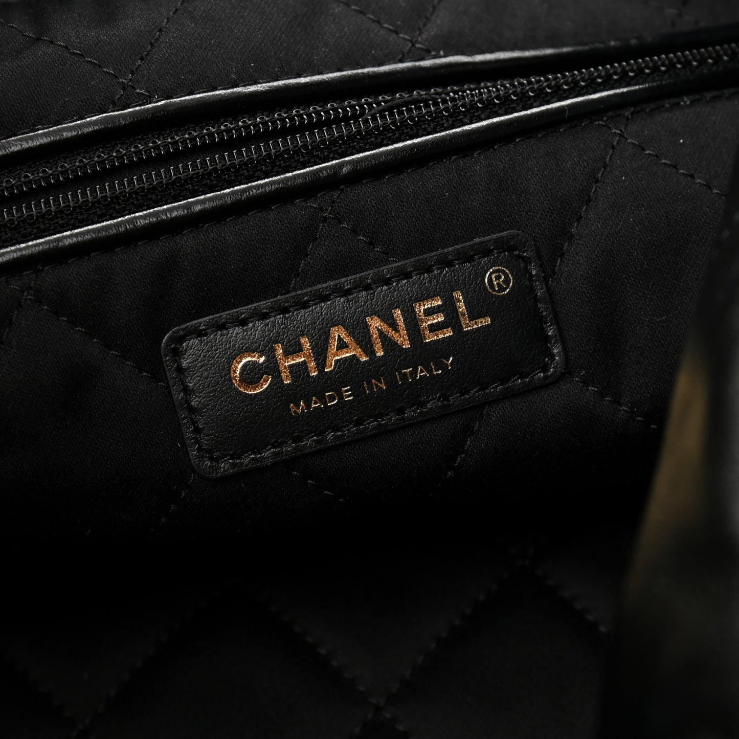 Shiny Calfskin Quilted Small Chanel 22 Black