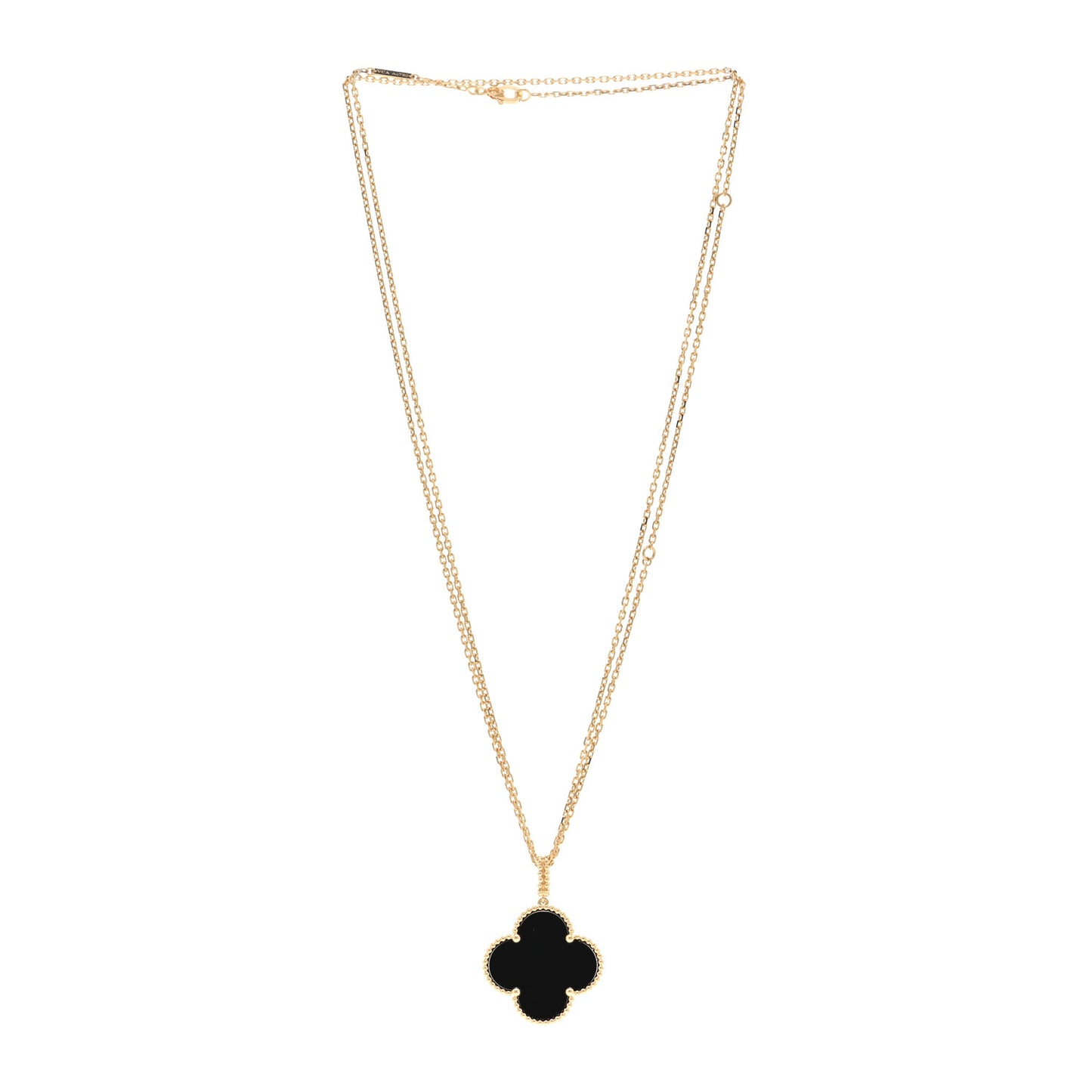 18K Yellow Gold Black Onyx Magic Alhambra Pendant Necklace